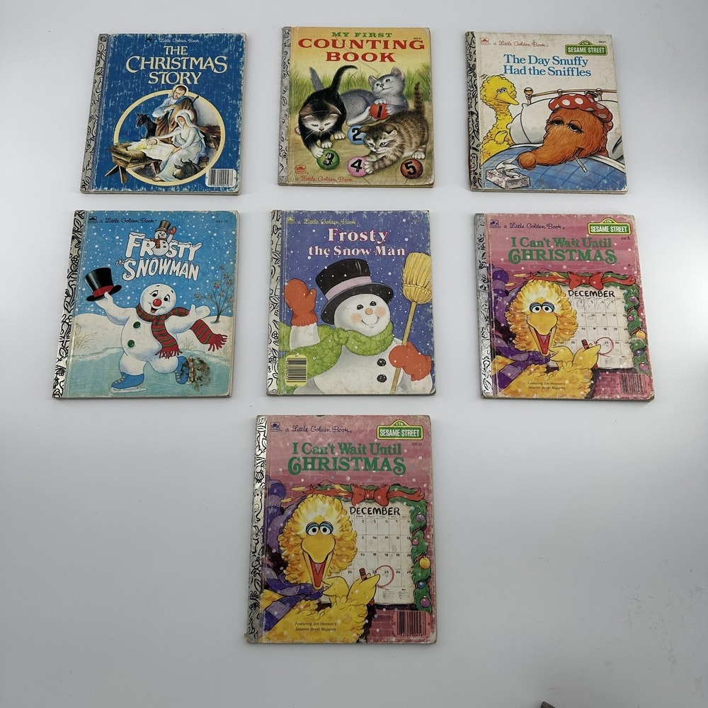 Vintage Little Golden‎ Books Lot Of 7 Christmas Sesame Street Frosty Counting